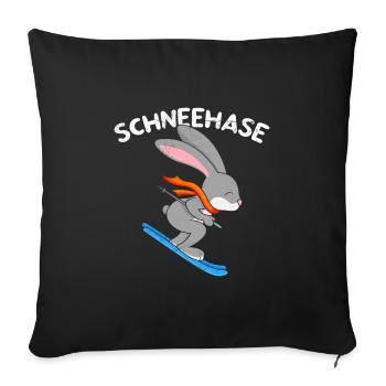 Schneehase Apres Party Skihasen Skihaserl - Sofakissenbezug 45 x 45 cm - Schwarz - Vorne