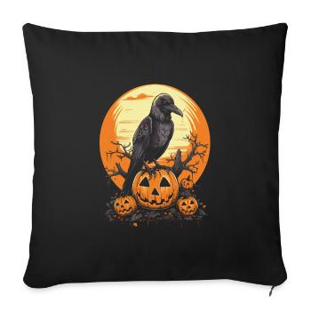 Raven on pumpkin with Halloween pumpkins and moon - Sofa pillowcase 17,3'' x 17,3'' (45 x 45 cm) - black - Front