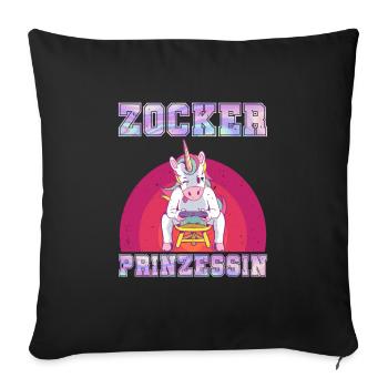 Videospiele Frauen Zocker Prinzessin Einhorn - Sofakissenbezug 45 x 45 cm - Schwarz - Vorne