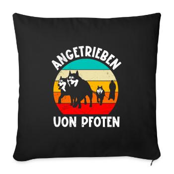 Sibirischer Husky Angetrieben von Pfoten - Sofakissenbezug 45 x 45 cm - Schwarz - Vorne