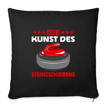 Curling Die Kunst des Steineschiebens Curler - Sofakissenbezug 45 x 45 cm - Schwarz - Vorne