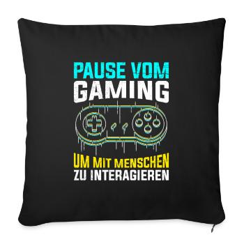 Video Spieler Pause vom Gaming Controller Video - Sofakissenbezug 45 x 45 cm - Schwarz - Vorne