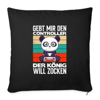 Gaming Panda Gebt Mir den Controller Video Gamer - Sofakissenbezug 45 x 45 cm - Schwarz - Vorne