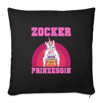 Videospiele Frauen Zocker Prinzessin Einhorn - Sofakissenbezug 45 x 45 cm - Schwarz - Vorne