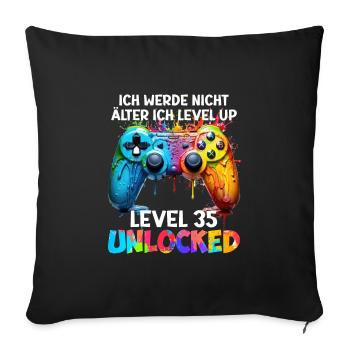 Level 35 Unlocked B-Day 35 Jahre Videospiel - Sofakissenbezug 45 x 45 cm - Schwarz - Vorne