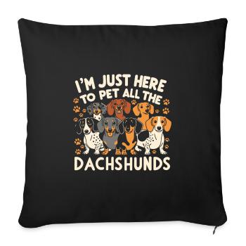 Je suis juste là pour caresser tous les teckels - Housse de coussin décorative 45 x 45 cm - noir - Devant