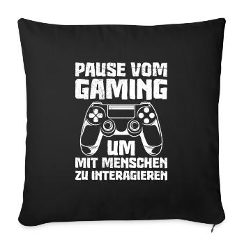 Video Spieler Pause vom Gaming Controller Video - Sofakissenbezug 45 x 45 cm - Schwarz - Vorne