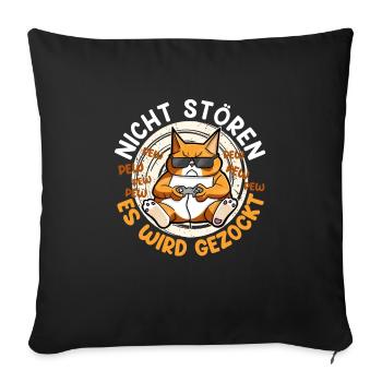 Gaming Katze Nicht Stören Es wird Gezockt - Sofakissenbezug 45 x 45 cm - Schwarz - Vorne