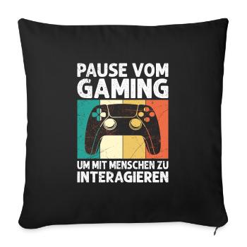 Video Spieler Pause vom Gaming Controller Video - Sofakissenbezug 45 x 45 cm - Schwarz - Vorne