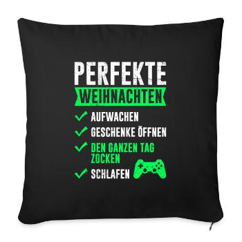 Perfekte Weihnachten Gaming Video Spiele - Sofakissenbezug 45 x 45 cm - Schwarz - Vorne