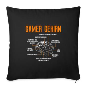 Gamer Gehirn Anatomie Zocken Gaming Fan - Sofakissenbezug 45 x 45 cm - Schwarz - Vorne