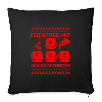 Gamer Feiertage mit Gaming Aufwerten Weihnachten - Sofakissenbezug 45 x 45 cm - Schwarz - Vorne