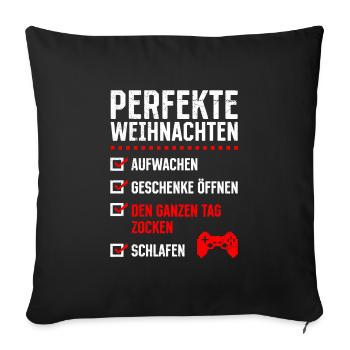 Perfekte Weihnachten Gaming Video Spiele - Sofakissenbezug 45 x 45 cm - Schwarz - Vorne