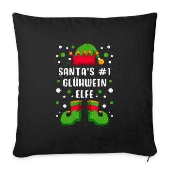 Santa's Nummer 1 Glühwein Elfe Weihnachten - Sofakissenbezug 45 x 45 cm - Schwarz - Vorne