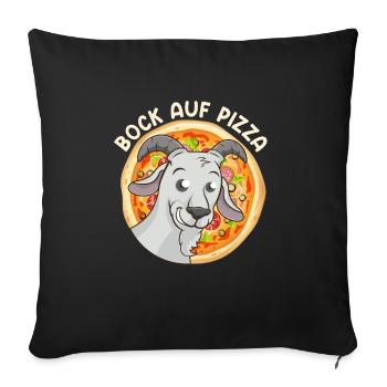 Pizza Fan Bock auf Pizza Ziegenbock Backfans - Sofakissenbezug 45 x 45 cm - Schwarz - Vorne