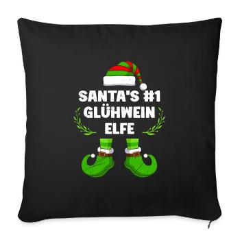 Santa's Nummer 1 Glühwein Elfe Weihnachten - Sofakissenbezug 45 x 45 cm - Schwarz - Vorne