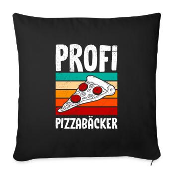 Pizzabacken Profi Pizzabäcker Pizzablech - Sofakissenbezug 45 x 45 cm - Schwarz - Vorne