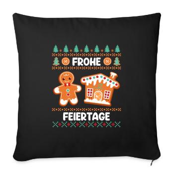 Frohe Feiertage Lebkuchengebäck Lebkuchenmann - Sofakissenbezug 45 x 45 cm - Schwarz - Vorne