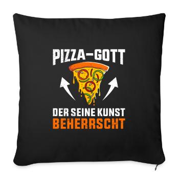 Pizza-Gott der seine Kunst Beherrscht Pizzateig - Sofakissenbezug 45 x 45 cm - Schwarz - Vorne