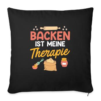 Backen ist meine Therapie Backliebhaber Konditor - Sofakissenbezug 45 x 45 cm - Schwarz - Vorne