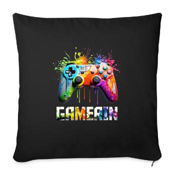 Videospiel Frauen Gamerin Gaming Fan Zocken - Sofakissenbezug 45 x 45 cm - Schwarz - Vorne