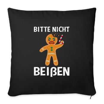 Lebkuchenmann Bitte Nicht Beißen Wütend - Sofakissenbezug 45 x 45 cm - Schwarz - Vorne
