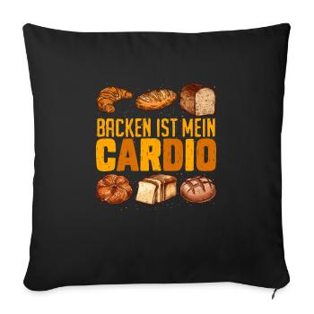 Backen ist mein Cardio Brotbäcker Backliebhaber - Sofakissenbezug 45 x 45 cm - Schwarz - Vorne