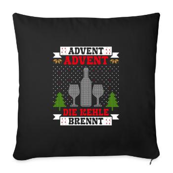 Advent Advent die Kehle Brennt Glühweintopf - Sofakissenbezug 45 x 45 cm - Schwarz - Vorne
