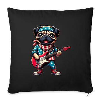 Pug Guitarist - Sofa pillowcase 17,3'' x 17,3'' (45 x 45 cm) - black - Front
