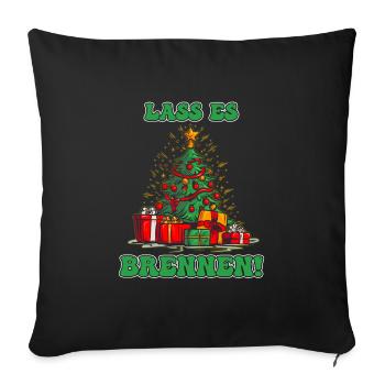 Weihnachtsbaum Lass Es Brennen! Weihnachten - Sofakissenbezug 45 x 45 cm - Schwarz - Vorne