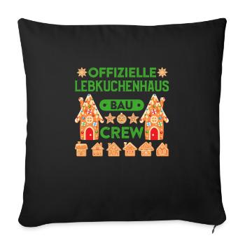 Lebkuchenhaus Bau Crew Weihnachtsbäckerei - Sofakissenbezug 45 x 45 cm - Schwarz - Vorne