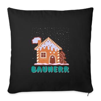 Lebkuchenhaus Bauherr Lebkuchengebäck Backen - Sofakissenbezug 45 x 45 cm - Schwarz - Vorne