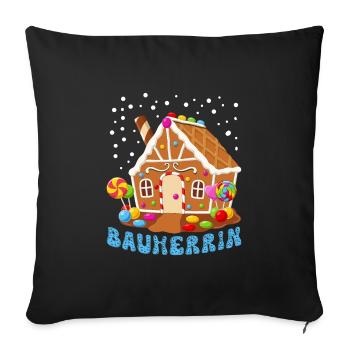 Lebkuchenhaus Bauherrin Lebkuchengebäck Backen - Sofakissenbezug 45 x 45 cm - Schwarz - Vorne
