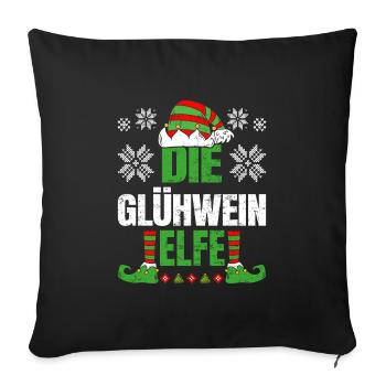 Glühwein Elfe Weihnachten Feuerzangenbowle - Sofakissenbezug 45 x 45 cm - Schwarz - Vorne