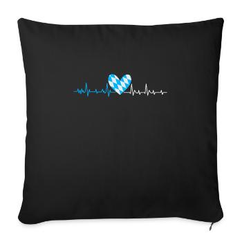 Bayerisch Herzschlag Bayern Herzklopfen Shirt - Sofakissenbezug 45 x 45 cm - Schwarz - Vorne