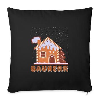 Lebkuchenhaus Bauherr Lebkuchengebäck Backen - Sofakissenbezug 45 x 45 cm - Schwarz - Vorne