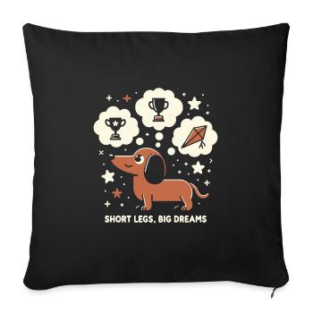 Short Legs, Big Dreams – Dreamy Dachshund Des - Sofa pillowcase 17,3'' x 17,3'' (45 x 45 cm) - black - Front