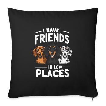 Amis dans les bas endroits Teckel Humour - Housse de coussin décorative 45 x 45 cm - noir - Devant