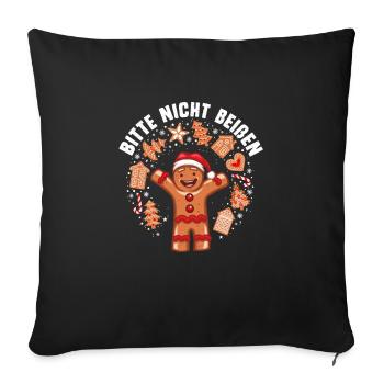 Lebkuchen Bitte nicht Beißen Weihnachten - Sofakissenbezug 45 x 45 cm - Schwarz - Vorne