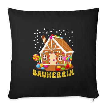 Lebkuchenhaus Bauherrin Lebkuchengebäck Backen - Sofakissenbezug 45 x 45 cm - Schwarz - Vorne