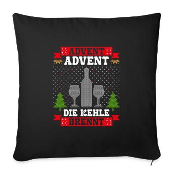 Advent Advent die Kehle Brennt Glühweintopf - Sofakissenbezug 45 x 45 cm - Schwarz - Vorne