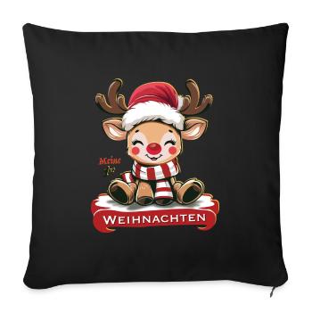 "My First Christmas Reindeer" - Sofa pillowcase 17,3'' x 17,3'' (45 x 45 cm) - black - Front