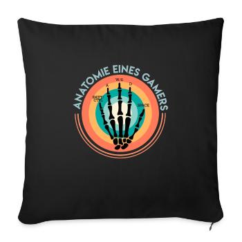 Anatomie eines Gamers Zocken Gaming Fan - Sofakissenbezug 45 x 45 cm - Schwarz - Vorne