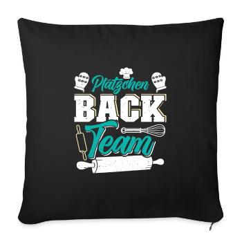 Plätzchen Back Team Weihnachtsgebäck Kekse - Sofakissenbezug 45 x 45 cm - Schwarz - Vorne