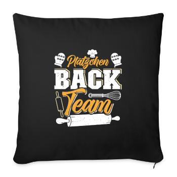 Plätzchen Back Team Weihnachtsgebäck Kekse - Sofakissenbezug 45 x 45 cm - Schwarz - Vorne