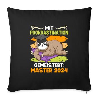 Master Mit Prokrastination Gemeistert Master - Sofakissenbezug 45 x 45 cm - Schwarz - Vorne