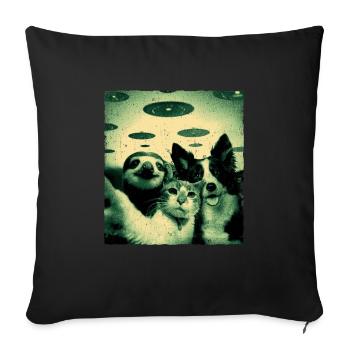 Waaaas ? Nous? Nopee Alien, Chat, Chien, Paresseux, OVNI - Housse de coussin décorative 45 x 45 cm - noir - Devant