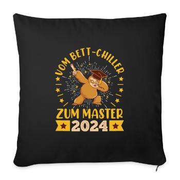 Masterarbeit Bestanden Vom Bett-Chiller zum Master - Sofakissenbezug 45 x 45 cm - Schwarz - Vorne
