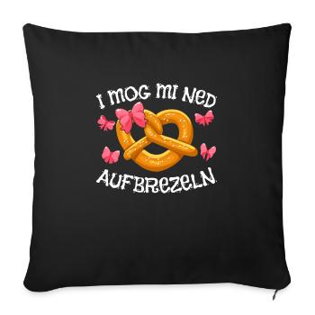 Shirt I Mog mi ned Aufbrezeln Brezeln - Sofakissenbezug 45 x 45 cm - Schwarz - Vorne