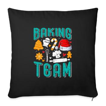 Équipe de pâtisserie Cuisson de biscuits de Noël - Housse de coussin décorative 45 x 45 cm - noir - Devant